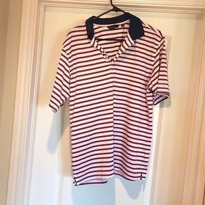 Red, white, blue golf shirt